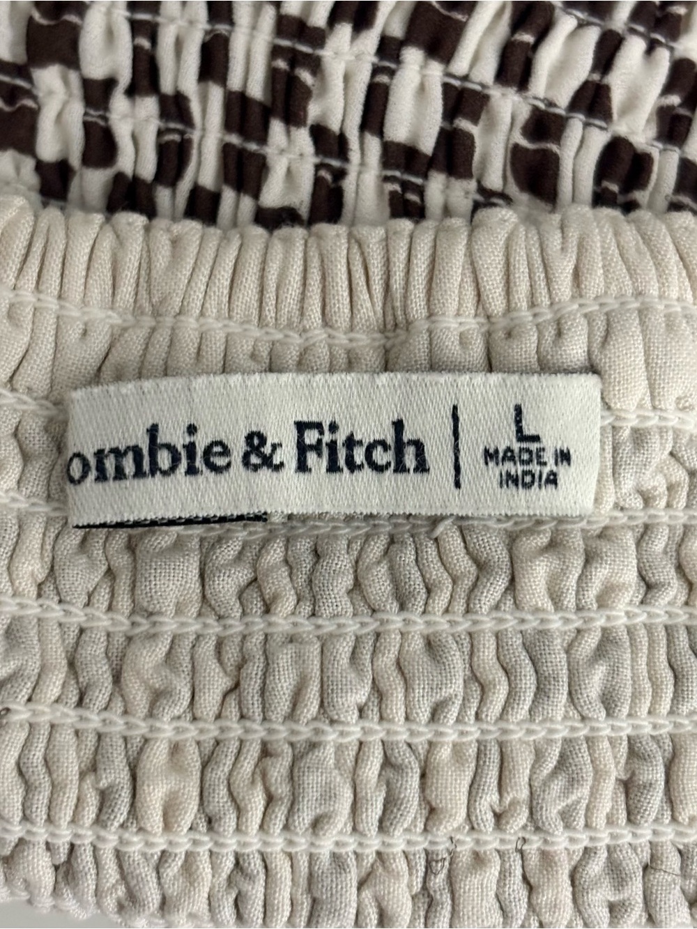 Abercrombie & Fitch brown checkered print cropped tank top (large) - Picture 4 of 5